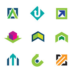 Business company economy green arrow logo icon