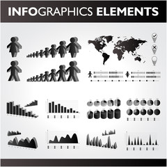 Black and white infographics set. Vector icons.