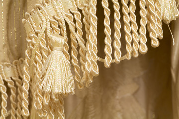 Tassel and fringe curtains closeup