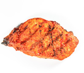 Roasted pork on white background
