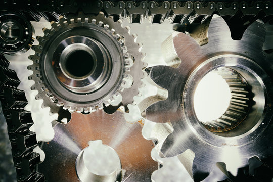 aerospace gears and cogs powered by large chains
