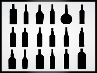 Set of bottles illustrated on white background