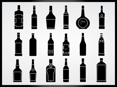 Set of bottles illustrated on white background