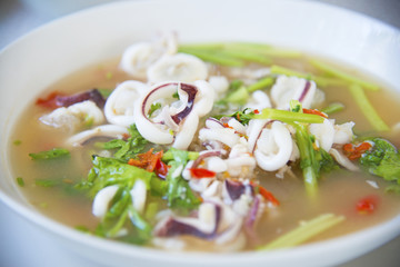 Thai spicy squid soup