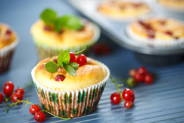 cheese muffins with red currants