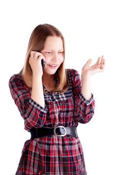 Teen Girl Talking On The Mobile Phone And Resent