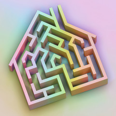 Rainbow Maze Shaped Like A House