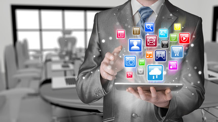 Business man using tablet PC