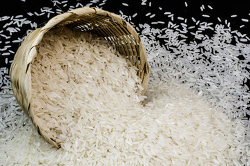Basket of raw rice