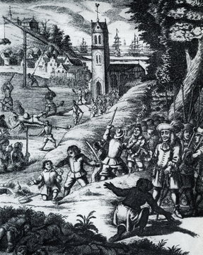 Pirates torturing prisoners, from Buccaneers of America