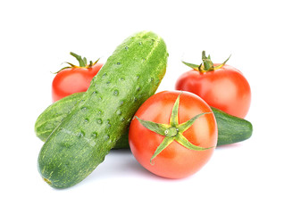 Ripe vegetables isolated on white background