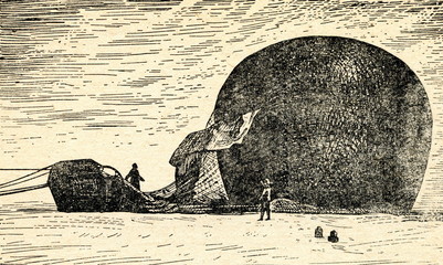 Andrée and Frænkel with crashed balloon (Strindberg, 1897) © Juulijs