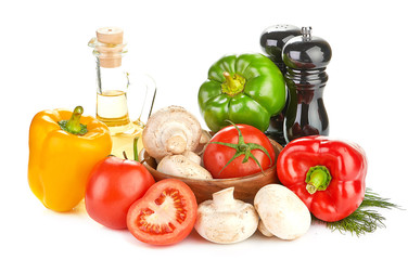 Fresh vegetables and mushrooms