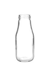 one glass bottle on white background