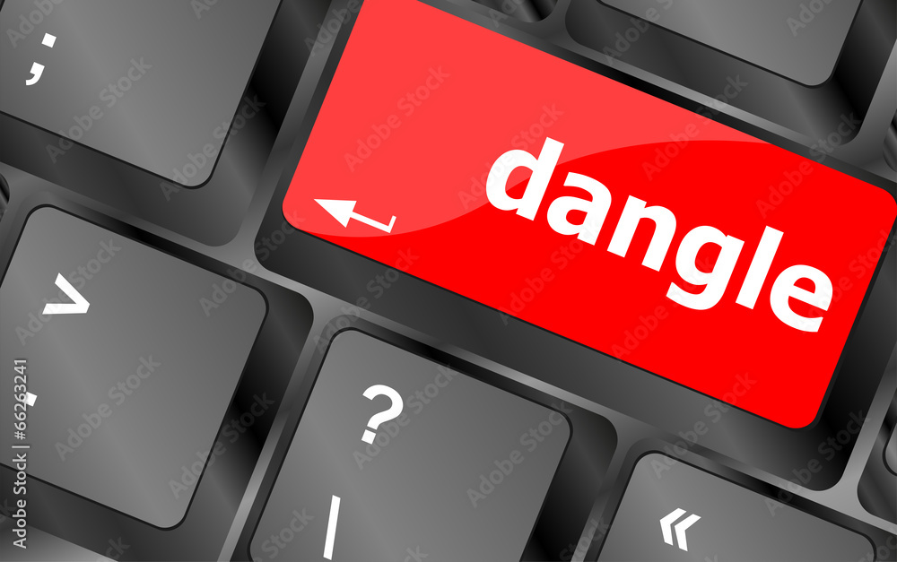 Poster dangle word on computer keyboard key