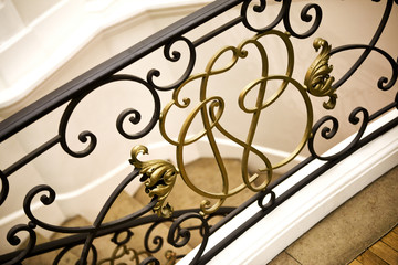 Fototapeta na wymiar Wrought iron handrail in a French house