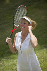 Jubilant female tennis player