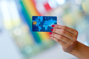 woman hand holding credit card