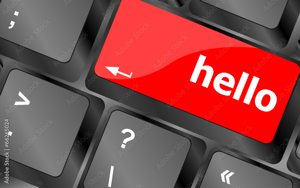 Poster hello written in computer keys