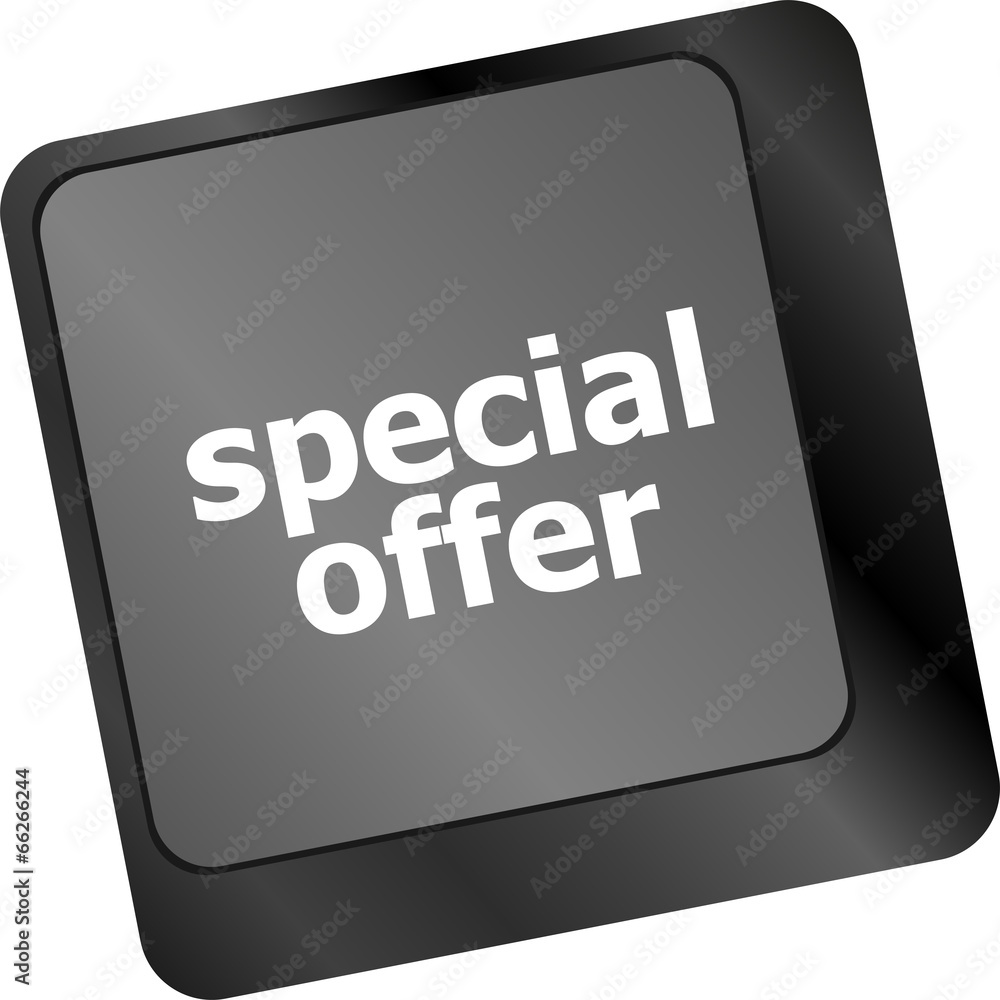 Poster special offer button on computer keyboard keys
