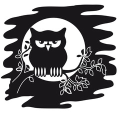 Eule Ast Nacht Mond