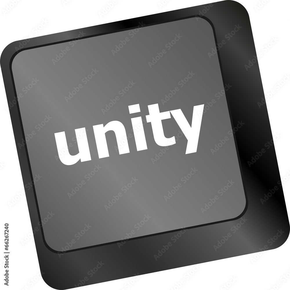 Poster unity word on computer keyboard pc key