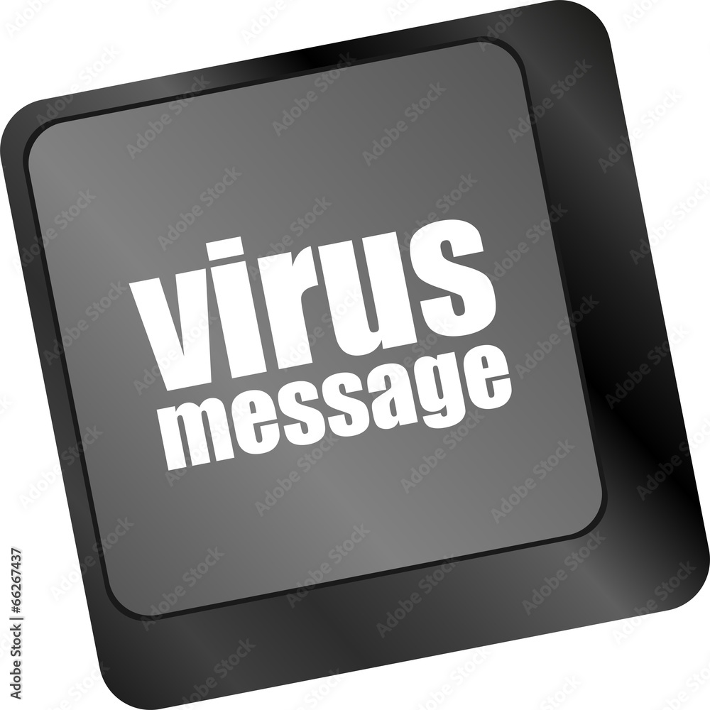 Poster computer keyboard with virus message key