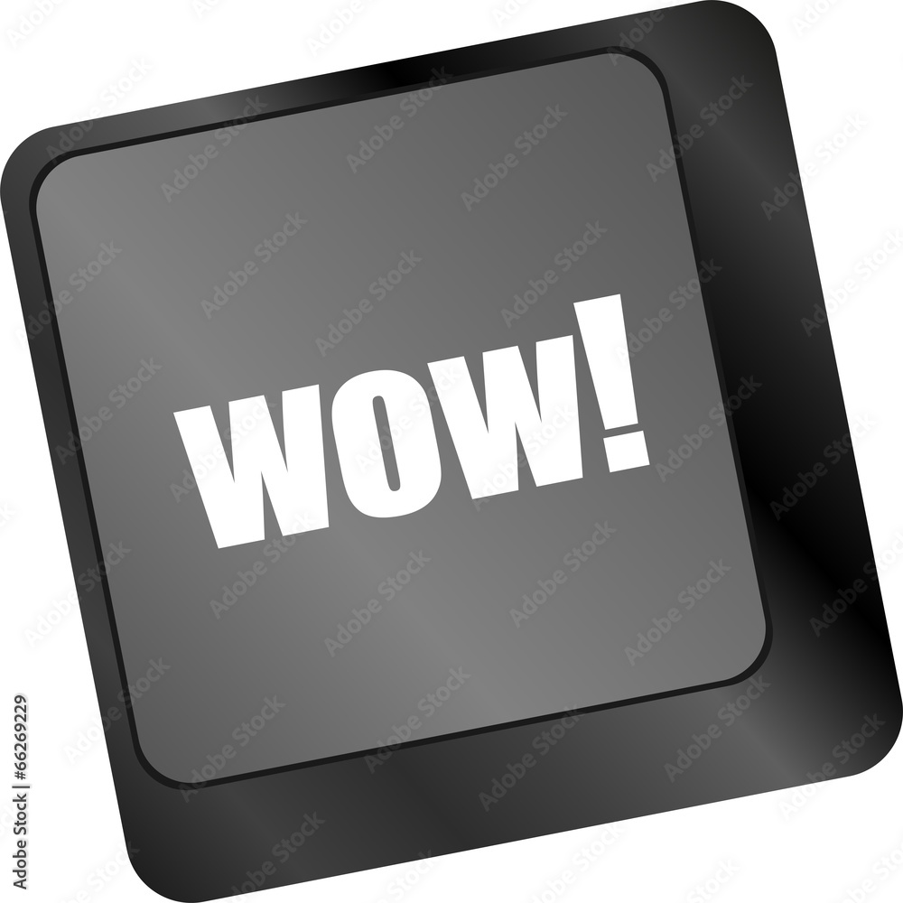 Poster wow button on computer keyboard key