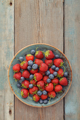 Fresh strawberry and blueberry