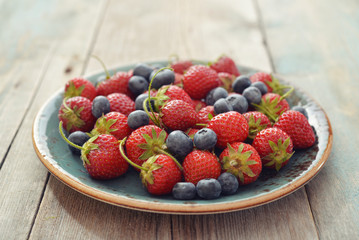 Fresh strawberry and blueberry