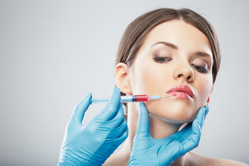 Beauty Woman face surgery close up portrait.