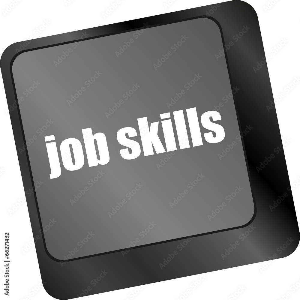 Poster computer keyboard with job skills key. business concept