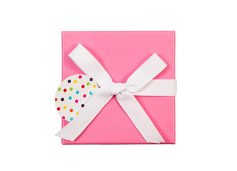 New Wrapped Gift Box with White Bow isolated on White