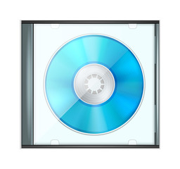 Vector Blue Realistic CD Disk in Box