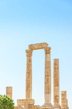 Temple of Hercules on the Citadel Mountain in Amman, Jordan.