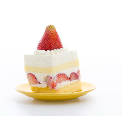 Strawberry cheesecake isolated on white background