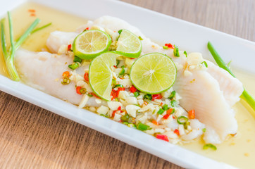 Steamed basa fish