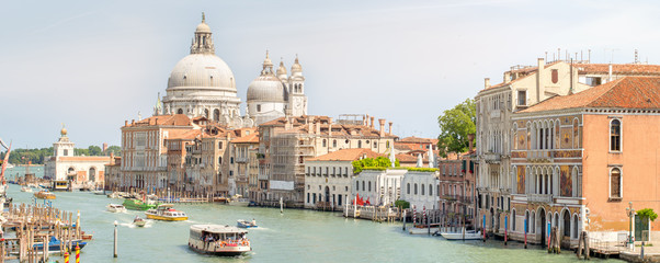 View of the grand canal with vaporetto and boats