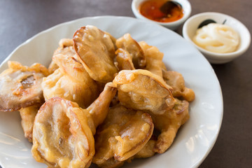 close-up view of prepared mushrooms