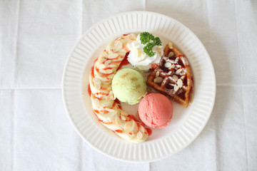 ice cream with waffle