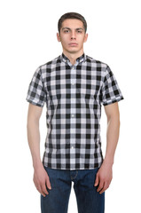 Fototapeta premium Male model with shirt isolated on white