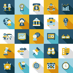 set of retro flat business icon