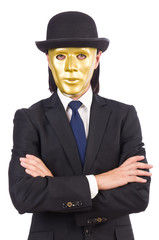 Obraz na płótnie Canvas Man with mask isolated on white