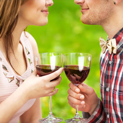Young couple drinking wine