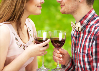 Young couple drinking wine
