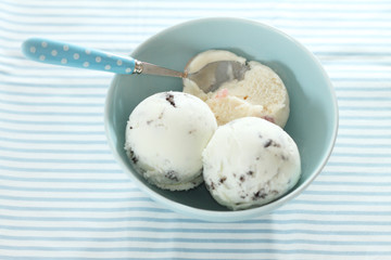 ice cream scoops in a bowl
