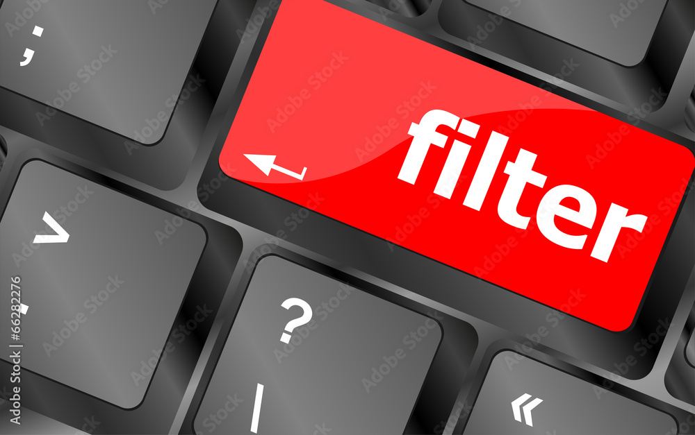 Poster filter button on computer pc keyboard key