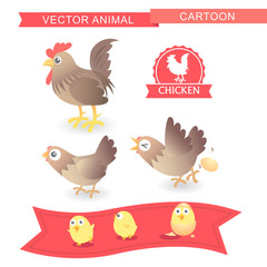 vector cartoon chicken cute-illustration