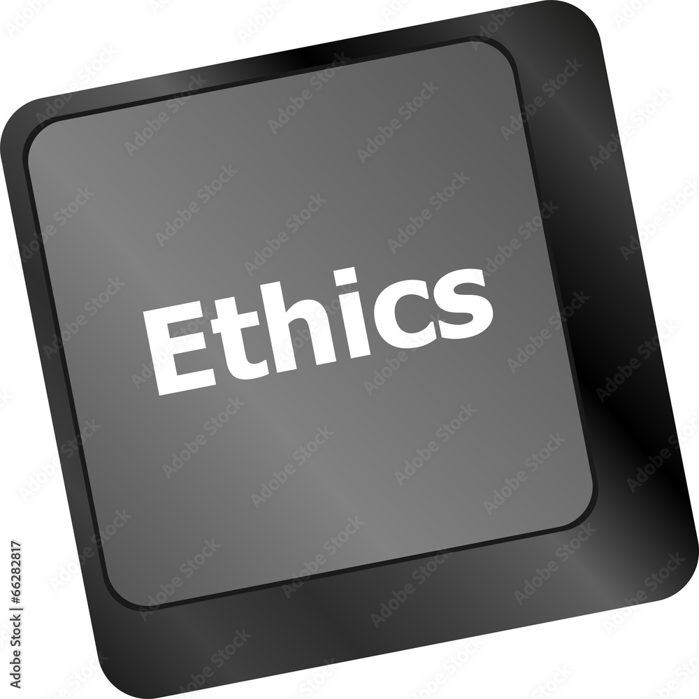 Poster ethics concept on the modern computer keyboard key