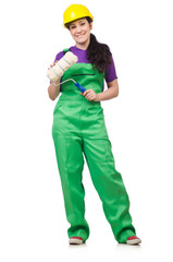 Woman painter isolated on the white background